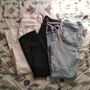 free people jean lot high rise cropped lace